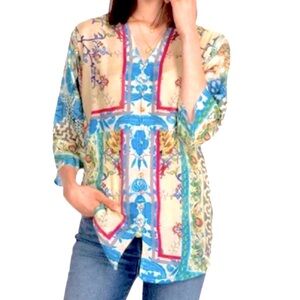 JOHNNY WAS Hari Tunic Top Floral Multicolor Medium (runs big)